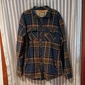 Men's Oravus Plaid Jacket 100% Cotton Flannel Plaid With Pockets- Blue and Brown
